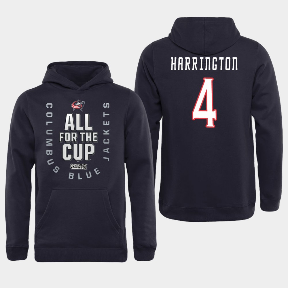 Men NHL Adidas Columbus Blue Jackets #4 Harrington black All for the Cup Hoodie->columbus blue jackets->NHL Jersey